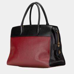 Prada Red Saffiano And City Calf Esplanade Satchel