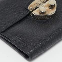 Prada Black Leather Compact Wallet