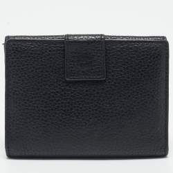 Prada Black Leather Compact Wallet