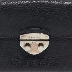 Prada Black Leather Compact Wallet