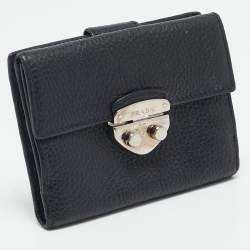 Prada Black Leather Compact Wallet