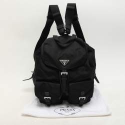 مملوكة مسبقًا Prada Black Leather and Nylon Double Pocket Backpack