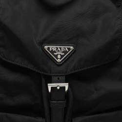 مملوكة مسبقًا Prada Black Leather and Nylon Double Pocket Backpack