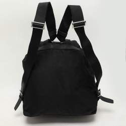 مملوكة مسبقًا Prada Black Leather and Nylon Double Pocket Backpack