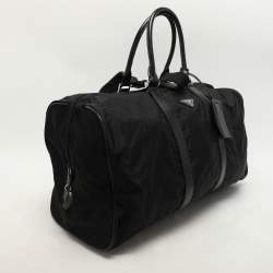 Prada Black Nylon and Leather Duffle Bag