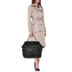 Prada Black Matelasse Leather Top Handle Bag