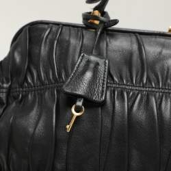 Prada Black Matelasse Leather Top Handle Bag