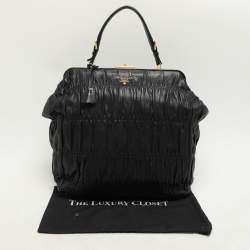 Prada Black Matelasse Leather Top Handle Bag