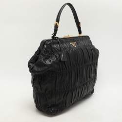 Prada Black Matelasse Leather Top Handle Bag