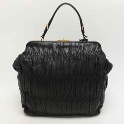 Prada Black Matelasse Leather Top Handle Bag