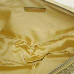 Prada Yellow Crystal Embellished Satin Triangle Logo Crossbody Bag