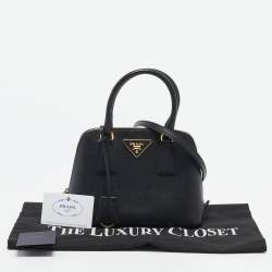 Prada Black Saffiano Lux Leather Small Promenade Satchel