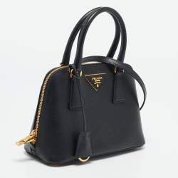 Prada Black Saffiano Lux Leather Small Promenade Satchel