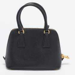 Prada Black Saffiano Lux Leather Small Promenade Satchel