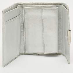 Prada Pink/Silver Nylon and Leather Trifold Wallet