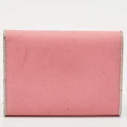 Prada Pink/Silver Nylon and Leather Trifold Wallet