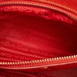 Pre Owned Prada Orange Saffiano Lux Leather Small Galleria Double Zip Tote