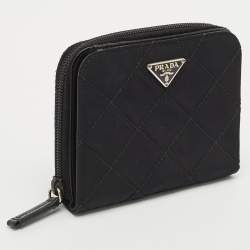 Prada Black Quilted Nylon Zip Around French Wallet