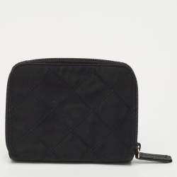 Prada Black Quilted Nylon Zip Around French Wallet