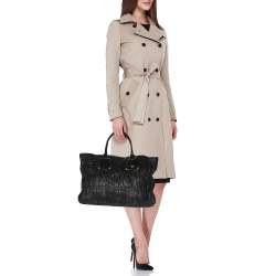 Prada Black Leather Gauffre Antic Tote