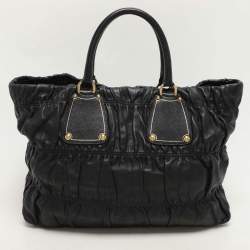Prada Black Leather Gauffre Antic Tote