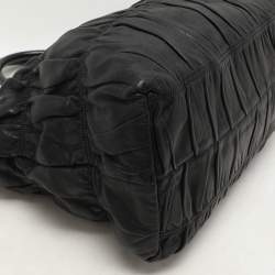 Prada Black Leather Gauffre Antic Tote