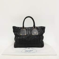 Prada Black Leather Gauffre Antic Tote