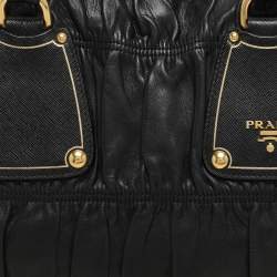 Prada Black Leather Gauffre Antic Tote