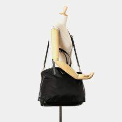 Prada Black Tessuto Saffiano Trimmed Open Convertible Tote