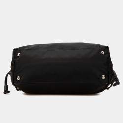 Prada Black Tessuto Saffiano Trimmed Open Convertible Tote