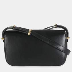Prada Black Smooth Leather Logo Plaque Shoulder Bag