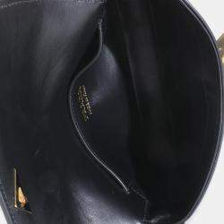 Prada Black Smooth Leather Logo Plaque Shoulder Bag