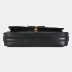 Prada Black Smooth Leather Logo Plaque Shoulder Bag