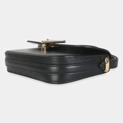 Prada Black Smooth Leather Logo Plaque Shoulder Bag