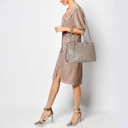 Prada Taupe Saffiano Lux Leather Large Galleria Double Zip Tote