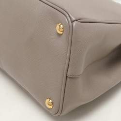 Prada Taupe Saffiano Lux Leather Large Galleria Double Zip Tote