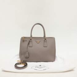 Prada Taupe Saffiano Lux Leather Large Galleria Double Zip Tote
