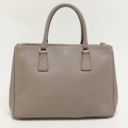 Prada Taupe Saffiano Lux Leather Large Galleria Double Zip Tote