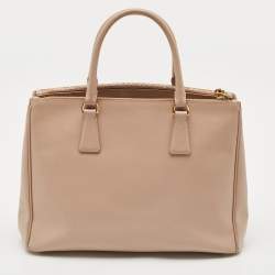 Prada Beige Saffiano Leather Medium Double Zip Tote