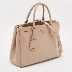 Prada Beige Saffiano Leather Medium Double Zip Tote
