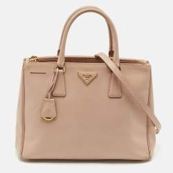 Prada Beige Saffiano Leather Medium Double Zip Tote
