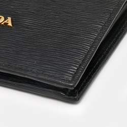 Prada Black Vittelo Move Leather Logo Card Case
