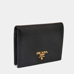 Prada Black Vittelo Move Leather Logo Card Case