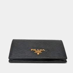 Prada Black Vittelo Move Leather Logo Card Case