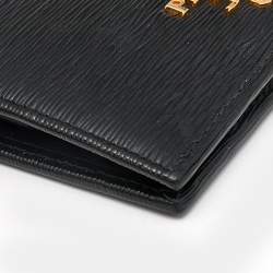 Prada Black Vittelo Move Leather Logo Card Case