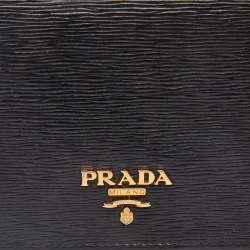 Prada Black Vittelo Move Leather Logo Card Case