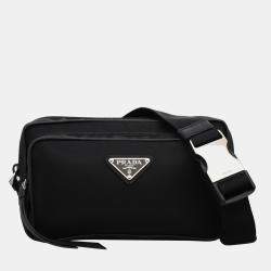 Pre Owned Prada Black Nylon Logo Belt Bag
