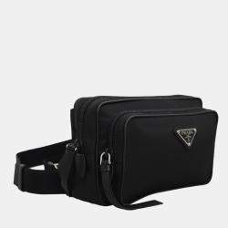 Pre Owned Prada Black Nylon Logo Belt Bag