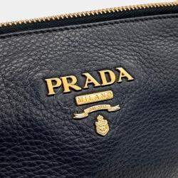 Prada Black Leather Vitello Phoenix crossbody Bag