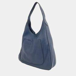Prada Blue Leather Vitello Dino Shoulder Bag
